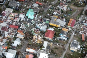 View of the aftermath of Hurricane Irma on Sint Maarten Dutch part of Saint Martin island in the Caribbean