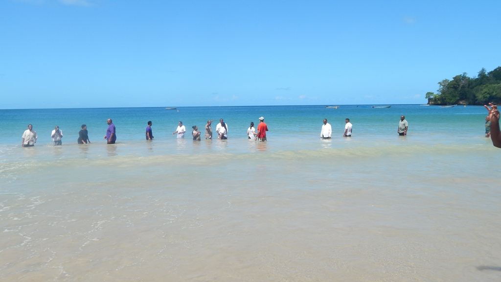 Pastors prepare for District baptism 2015