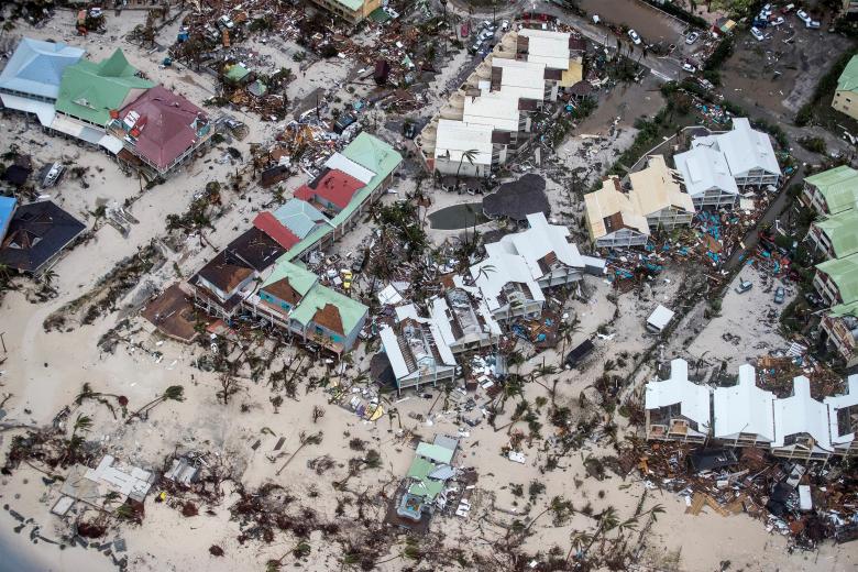 View of the aftermath of Hurricane Irma on Sint Maarten Dutch part of Saint Martin island in the Caribbean