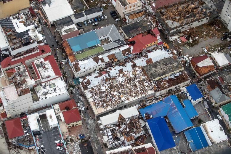 View of the aftermath of Hurricane Irma on Sint Maarten Dutch part of Saint Martin island in the Caribbean