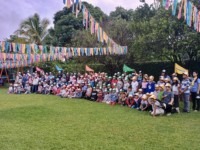 Niños participan en dinámicas misioneras durante el COMI en Villaflores, Chiapas.