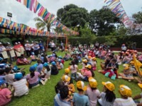 Niños participan en dinámicas misioneras durante el COMI en Villaflores, Chiapas.