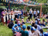 Niños participan en dinámicas misioneras durante el COMI en Villaflores, Chiapas.