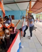 Niños participan en dinámicas misioneras durante el COMI en Villaflores, Chiapas.